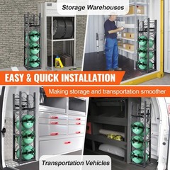 3-Shelf Refrigerant Cylinder Rack 12.79×12.99×47.12in 3x30lb + 3xSmall