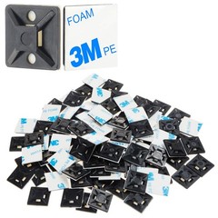100 Pcs Black HeavyDuty SelfAdhesive Cable Zip Tie Mounts for Wire Management