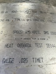 Titanium Plate 6AL4V 24″ x 36″ x .025″
