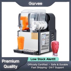 Commercial Slushie Maker, Dual 4L SS Tanks, Self-Cleaning, 370W, 7.2L