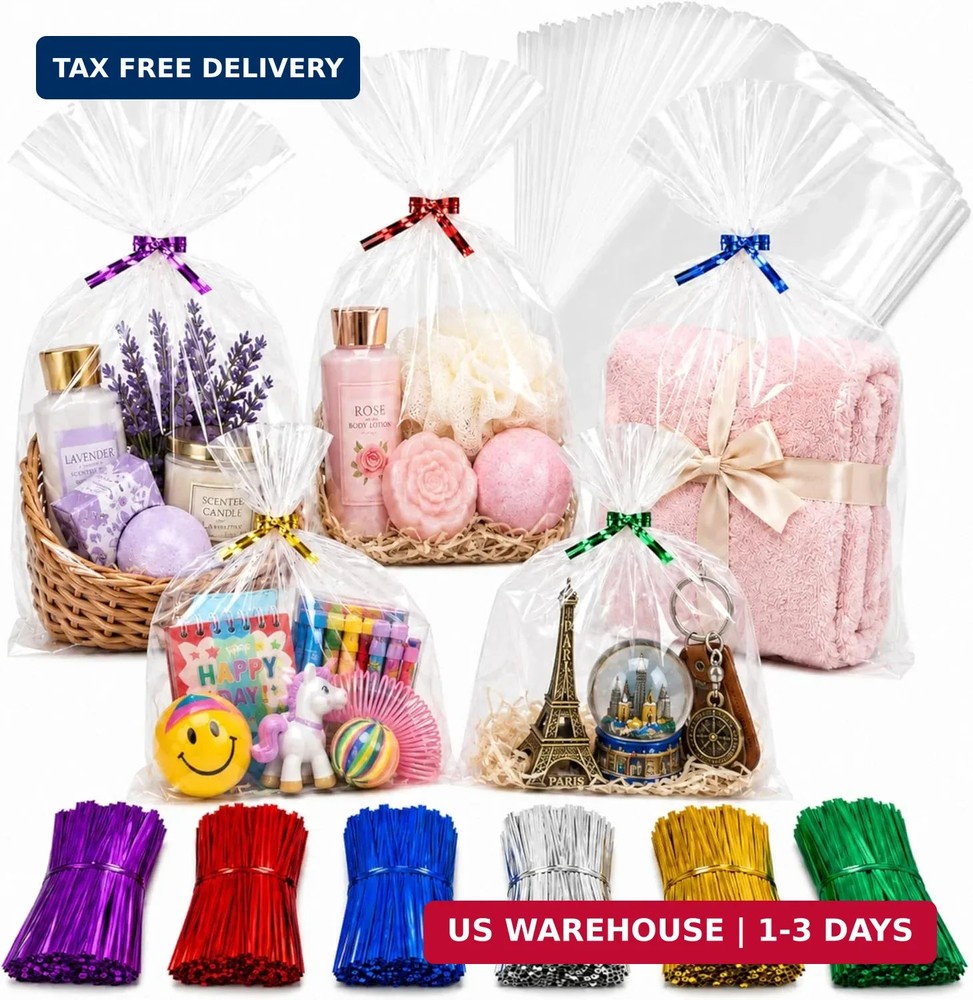 200 Clear Poly Cello Bags with Twist Ties 9” x 12” (22.9 x 30.5cm) – 1.4 Mil E