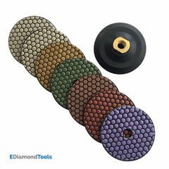 4″ Dry Stone Polishing Set (7pc) #50 100 200 400 800 1500 3000 w Rubber Backer