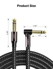 Guitar Cable 15 Ft/5 M, Instrument Right Angle Cables, 6.35 Mm (1/4) TS Unbalanc