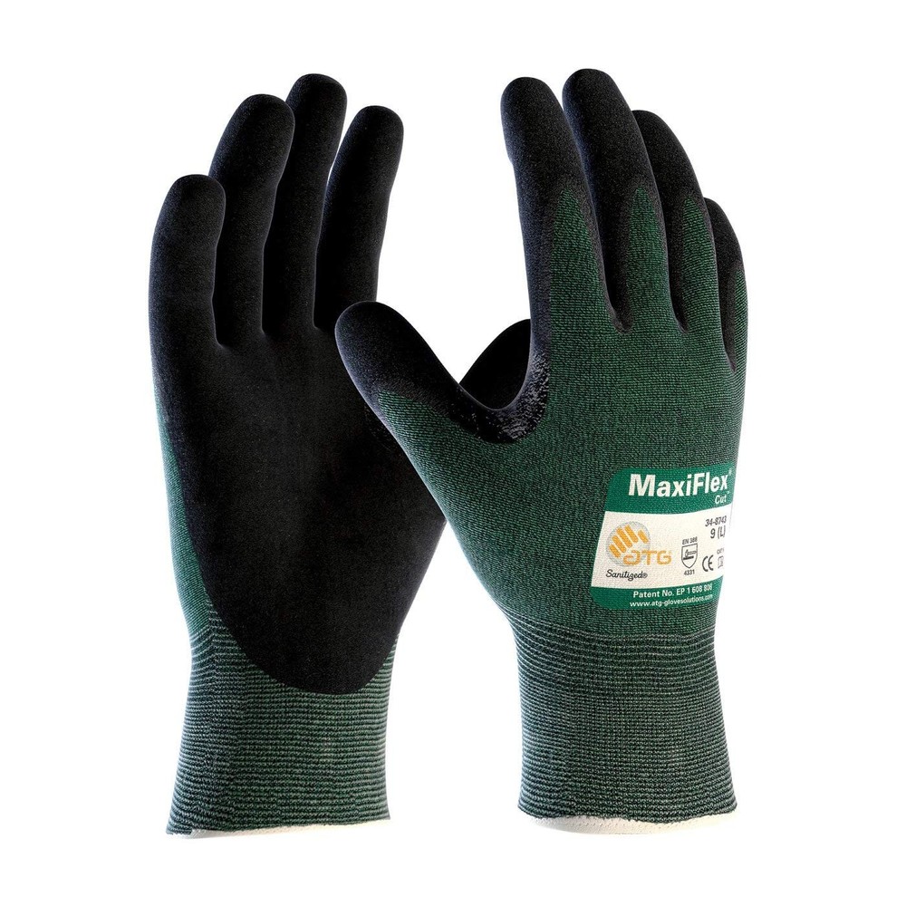 34-8743/L Maxiflex Cut, Green Engineered Yarn Shell, Blk Nitrile Microfoam Gr…