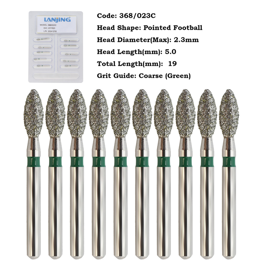 Dental Diamond Burs Football FG 368/023C 379-023F Egg Shape Coarse High Speed