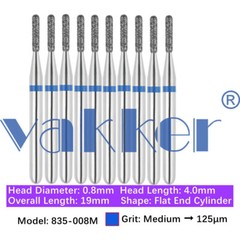 10pc Dental FG Diamond Burs for High Speed Flat/Round End Cylinder Polishing Bur