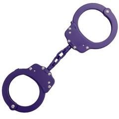Purple Steel Handcuffs Police Grade Standard Size With Keys And Carrying Case
