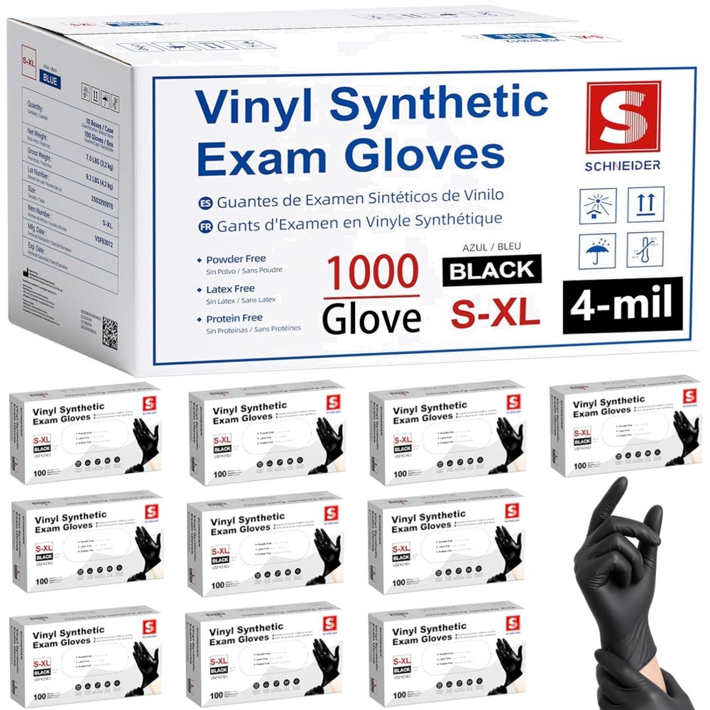 Affordable Medical Exam Gloves, Black, Latex-Free, 1000 Ct