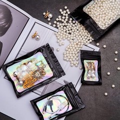 100-200Pcs Resealable Holographic Mylar Foil Bags Smell Proof Zip Seal Pouches