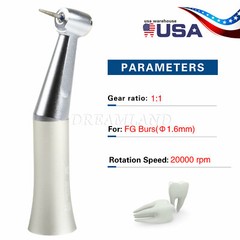 Dental Slow Low Speed Push Contra Angle Handpiece Fit FG 1.6mm Burs