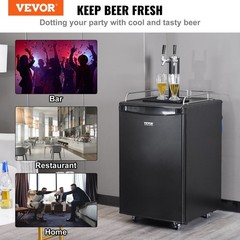 Black Beer Kegerator Dual Tap 1/6 1/4 1/2 Barrel Compatible