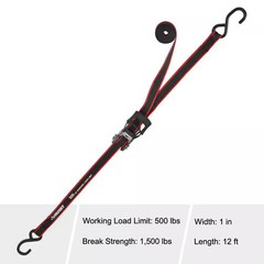 Husky 12 ft. x 1 in. Ratchet Tie-Down Straps with S-Hook (4-Pack)