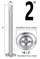 Modified Truss Head #8 x 1/2″ to 3″ Phillips Self Drilling Screws, Zinc