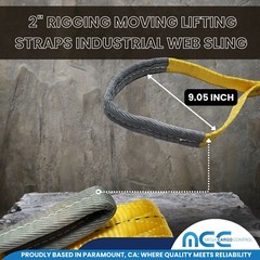 1 Pack Heavy Duty 2-Ply 2″ x 3ft Polyester Web Sling Lifting Strap WLL 6200 lbs
