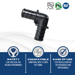 25 PIECE 1/2″ PEX ELBOW POLY ALLOY LEAD FREE CRIMP PLASTIC FITTINGS – NSF, CUPC