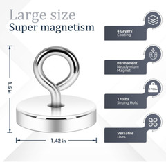 Fishing Magnets strong set kit large seper Neodymium Magnet n52 150 lbs 4 pack
