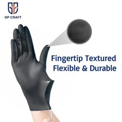 GP Craft Black Nitrile Gloves 5Mil Disposable Latex-Free (100/Count)