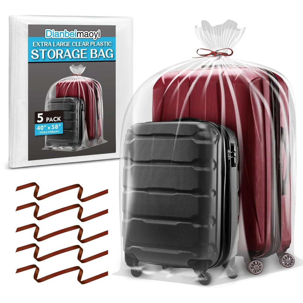 5 Pack 40” x 58” Extra Large Clear Plastic furniture Bags, 2 Mil Storage Ba…