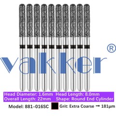 10pc Dental FG Diamond Burs for High Speed Flat/Round End Cylinder Polishing Bur