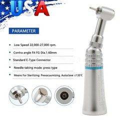 Yabangbang Dental Low Speed Contra Angle Handpiece Push E-type Fit FG1.6mm Bur
