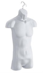 Clothing Display Torso Form Fits S – L Hanging Male Mannequin White Hollow Back