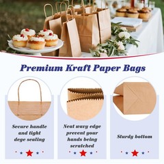 GSSUSA 100 Pack Brown Paper Bags with Handles, 8 1 count (Pack of 100),