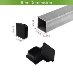 1.5 Inch Square Tube End Cap Plastic Plugs 12 Pack Square Tubing 1.5 x 1.5