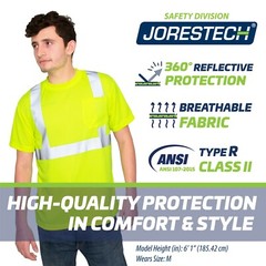 5 pack Hi Vis T Shirt ANSI Class II Reflective Safety Lime Short Sleeve
