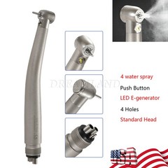 LED E-generator Fiber Optic 4 Water Spray Handpiece 4H Standard Head Dental