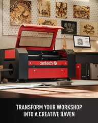 OMTech 28×20 in. 60W CO2 laser Engraver Cutter Marker with CW-3000 Water Chiller