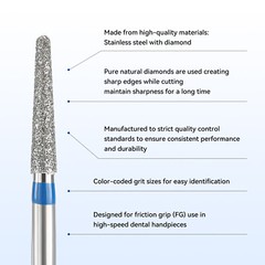 JMU Dental Diamond Burs Round End Taper FG 856 Friction Grip Burs 5Pcs/Box