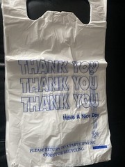 Bags 1/6 Large 21 x 6.5 x 11.5 “Blue Thank You” T-Shirt Plastic Grocery Bags