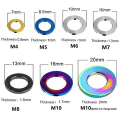 Titanium Flat Washers Spacers Gasket M4 M5 M6 M7 M8 M10 Motorsport Ti Alloy