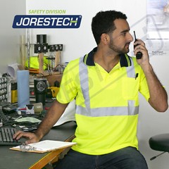 5 Pack Hi-Vis Lime Safety Workwear Short Sleeve Polo Shirt Top Reflective Tape