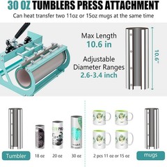 5 in 1 Heat Press Machine 15″x15″ T-Shirt Transfer Sublimation W. 30OZ Tumbler