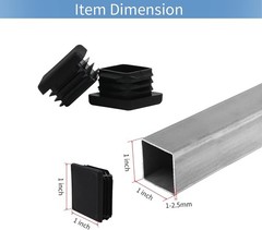 WZB 1×1 Inch Square Tube End Cap Plastic Plugs – 12 Pack, Black Fence Post Pipe