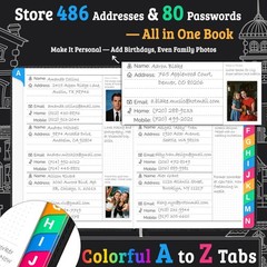 Address Book with Colorful Alphabetical Tabs (4.7″ X 6.2″) – Telephone Address