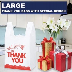 YoYoRain White Thank you bags, 100PCS T shirt To Go Large, Red Desig