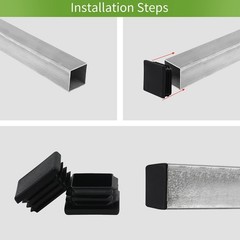 1.5 Inch Square Tube End Cap Plastic Plugs 12 Pack Square Tubing 1.5 x 1.5
