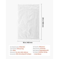 Uimoso Sandbags 50 100 200 300 500 1000 Pack 16″ x 26″ Durable Bag Capacity 50lb