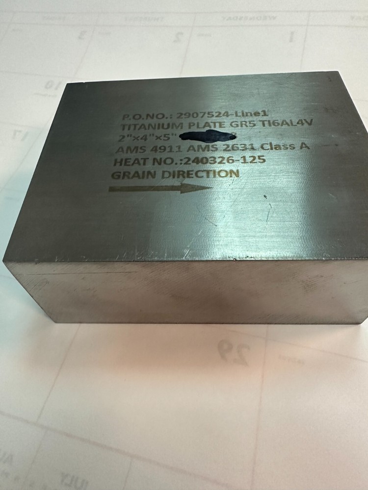5.0″ X 4.0″ X 2.0″ 6AL-4V Grade 5 Titanium Plate Annealed