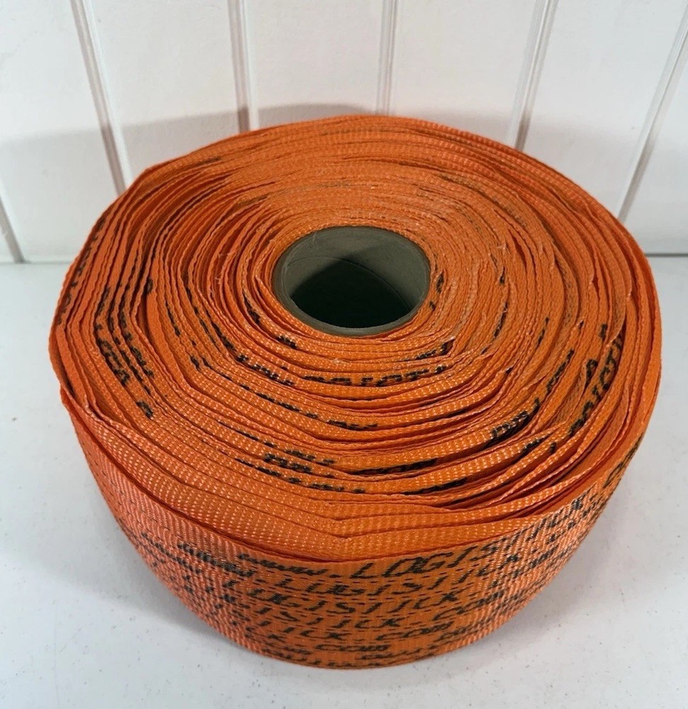Heavy Duty 3/4 in x 1650 ft Bulk Roll Woven Poly Cord Strapping Orange Polywoven