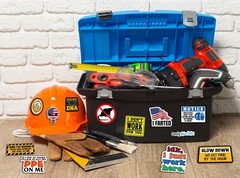 173 PCS Funny Hard Hat Stickers Waterproof Blue Collar Decals Pack Laptop Helmet
