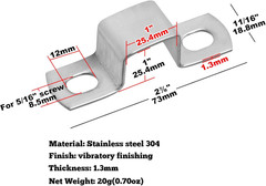 30 Pcs 1″ X 1″ Square Tube Strap Clamp,U Shape Square Pipe Clamp,Stainless Steel
