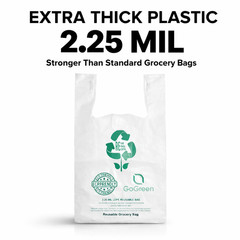 Heavy Duty T Shirt White Grocery Bags 1/6 Large 21×6.5×11.5 2.25 Mil Bags