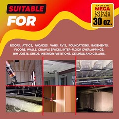 Mega Size Spray Foam Insulation Can (6 x30 oz. / 850 g) Expanding Sealant