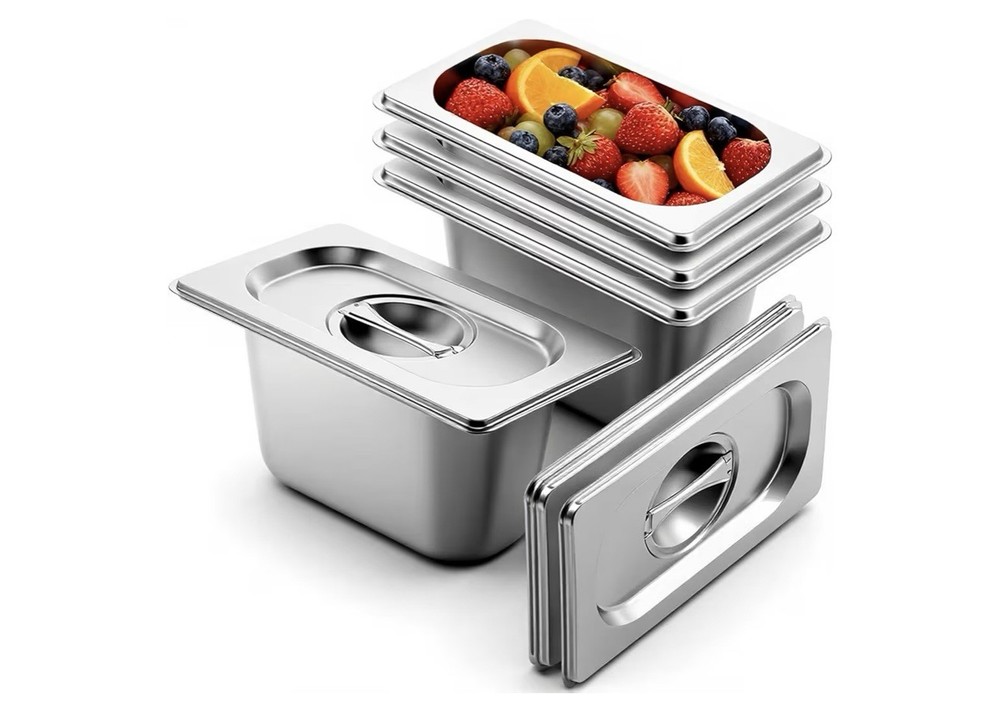 Choice 10 Pk 1/9 Size Stainless Steel Pan Lids with Handle, Table Pan Covers