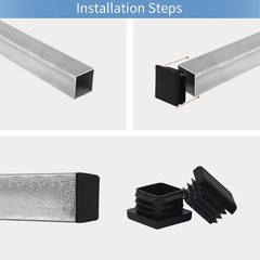 1 1X1 Square Tube End Cap Plastic Plugs 12 Pack, 1X1 1 Inch Square Tubing Plug 1