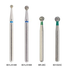 Dental Diamond Burs FG Long Round Ball 801/023C 801L/018M Coarse Grit High Speed