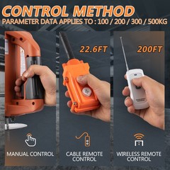 3 in 1 Portable Electric Hoist Winch 1100lbs Wired/Wireless Remote Control Crane